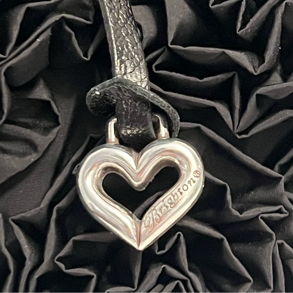 NWT Brighton “Kimbell” Satin & Leather Trim Bag w Rosettes & Heart Metal Handles - Picture 3 of 16